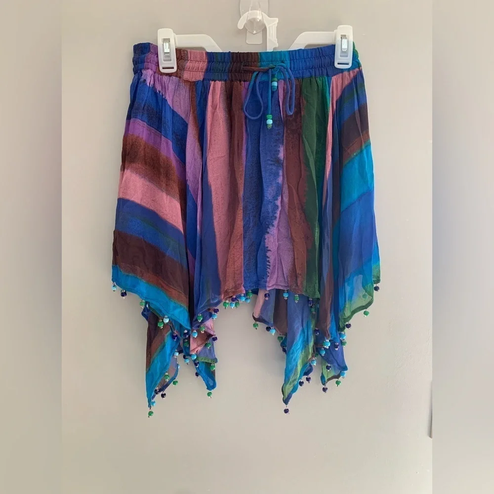 Womens Zara Multicolored Matching Beaded Trim Strap Camisole and Skirt Set S